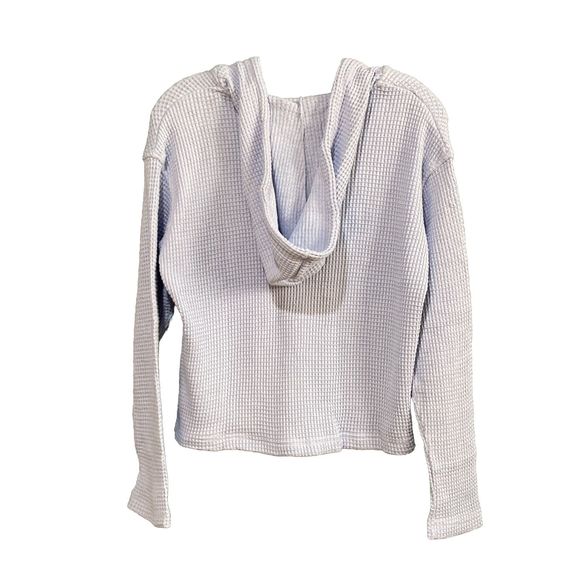 Moda International Womens Baby Blue Long Sleeve Waffle-Knit Hooded Sweater Sz XS - Picture 6 of 12